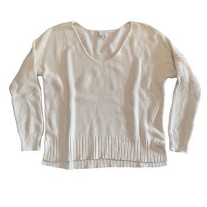 Lucky Brand V-Neck Pullover Sweater Cream Women's Size Medium